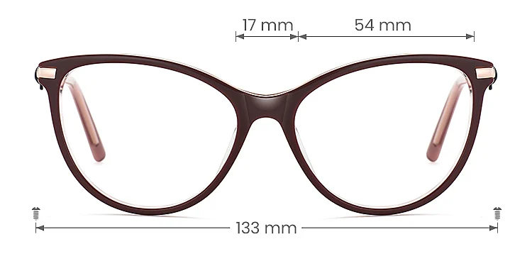Mercy burgundy   Acetate  Eyeglasses, size view