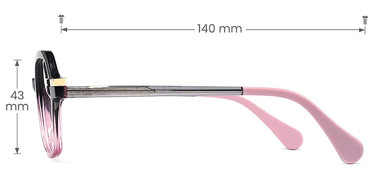 Amani black pink   Acetate  Eyeglasses, size view