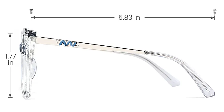 Monie clear blue   TR90  Eyeglasses, size view