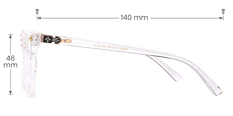 Andrea clear   TR90  Eyeglasses, size view