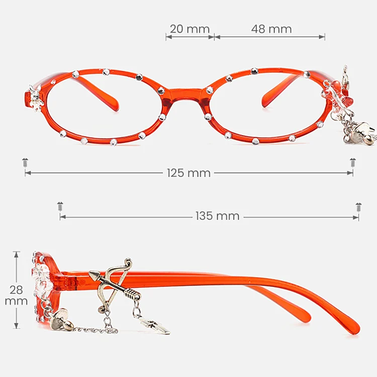Zuri red   Plastic  Eyeglasses, size view
