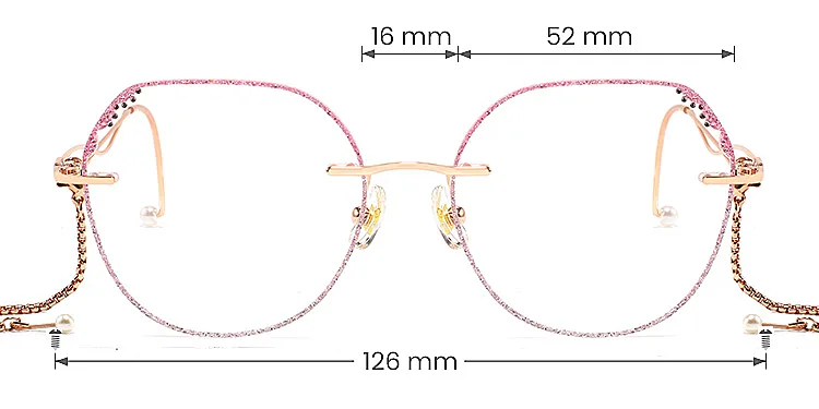 Lavender gradient pink   Metal  Eyeglasses, size view