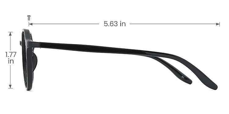 Erin black   Plastic  Eyeglasses, size view