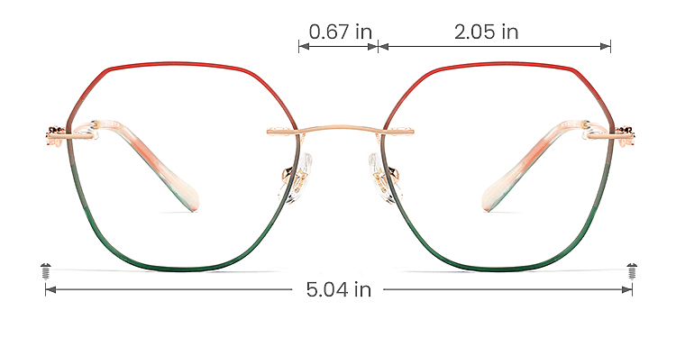 Kila pink green   Metal  Eyeglasses, size view