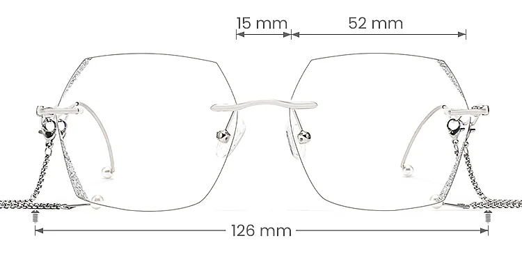 Bling silver   Metal  Eyeglasses, size view
