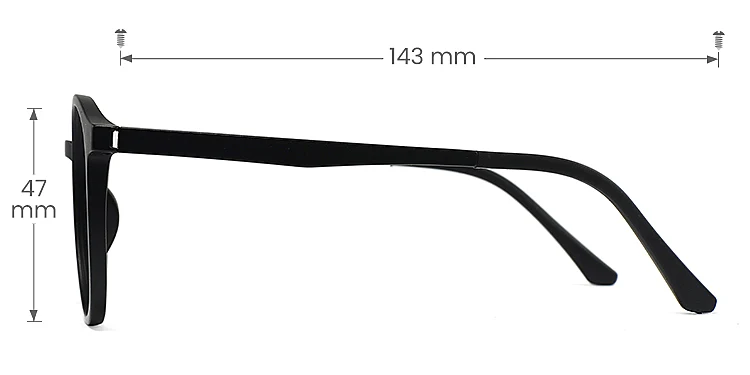 Milan black   Plastic  Eyeglasses, size view