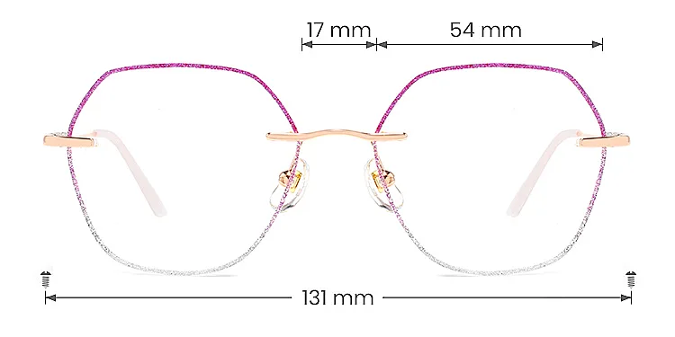 Gem purple silver   Metal  Eyeglasses, size view