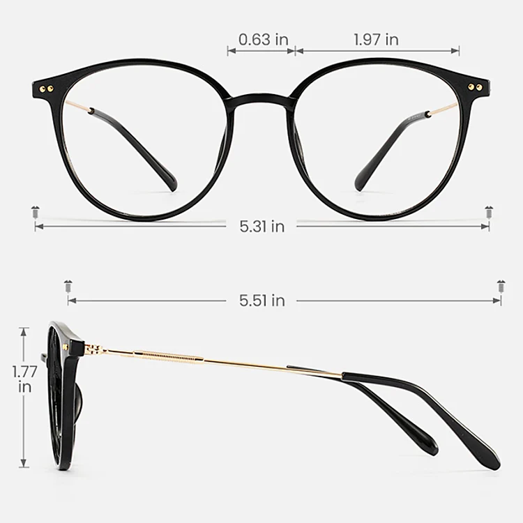 Leona black   Plastic  Eyeglasses, size view