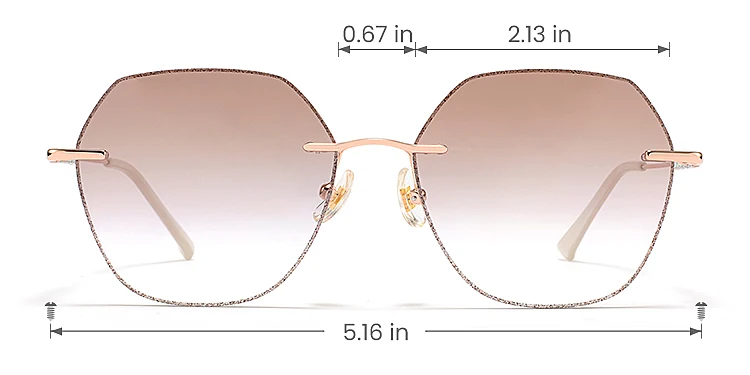 Crystal rose gold   Metal  Sunglasses, size view