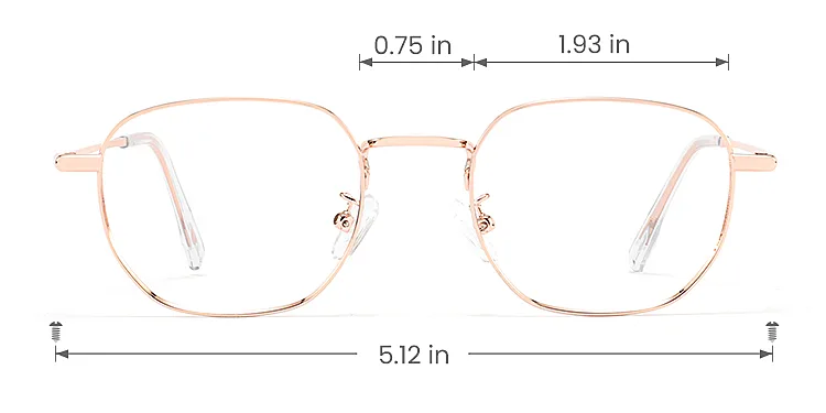Hajna rose gold   Metal  Eyeglasses, size view