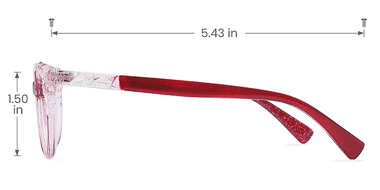 Yana red   Plastic  Eyeglasses, size view