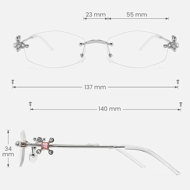 Saanvi silver   Metal  Eyeglasses, size view