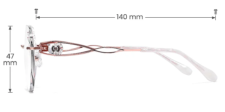 Julianne rose gold   Metal  Eyeglasses, size view