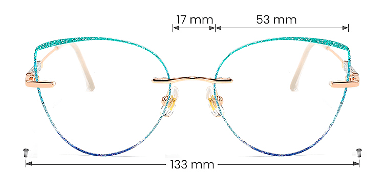 Glamour green blue   Metal  Eyeglasses, size view