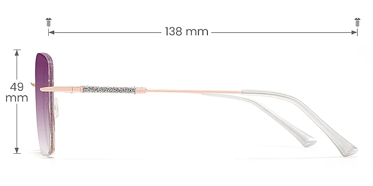 Sparkle rose gold   Metal  Sunglasses, size view