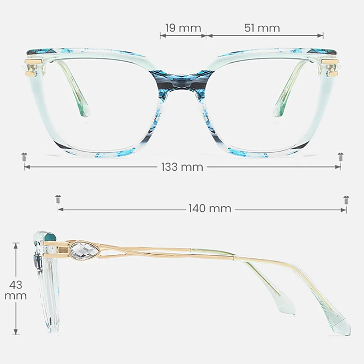 Anella green blue floral   Plastic  Eyeglasses, size view