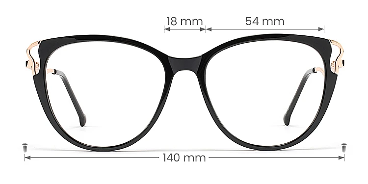 Trista black   TR90  Eyeglasses, size view