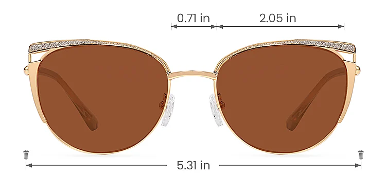 Jaelynn gold   Metal  Sunglasses, size view