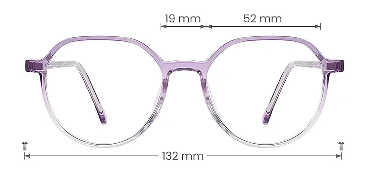 Lina purple clear   Plastic  Eyeglasses, size view