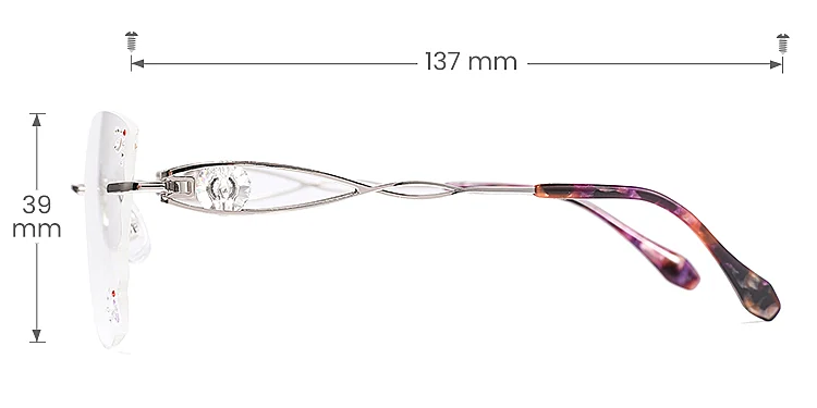 Mignon silver   Metal  Eyeglasses, size view