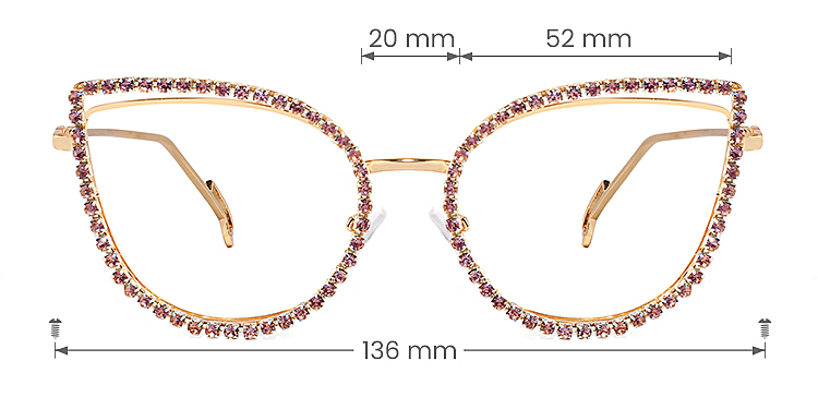 Shea purple diamond   Metal  Eyeglasses, size view