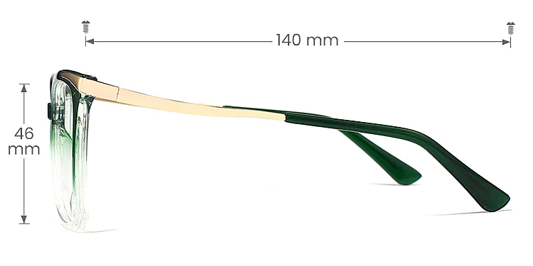 Aileen dark green clear   Plastic  Eyeglasses, size view