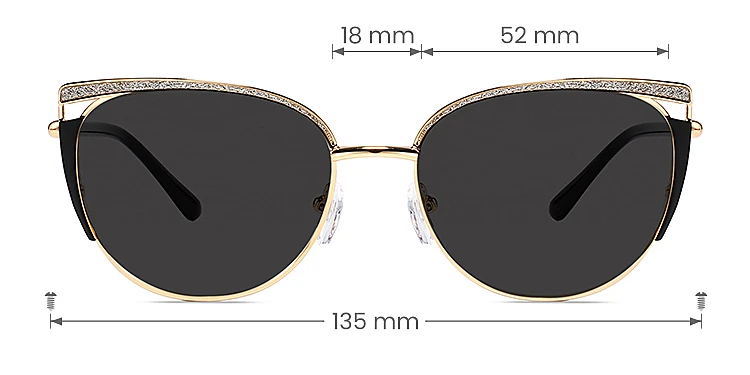 Jaelynn black   Metal  Sunglasses, size view