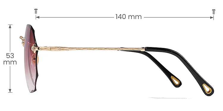 Rosalind gold   Plastic  Sunglasses, size view