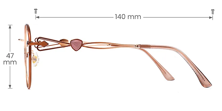 Dana brown rose gold   Metal  Eyeglasses, size view