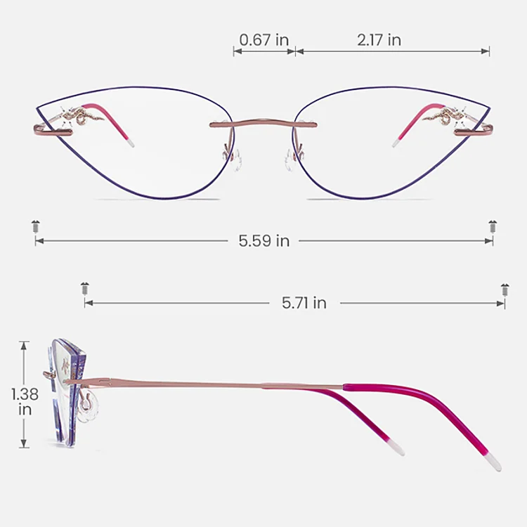 Lavinia purple   Titanium  Eyeglasses, size view