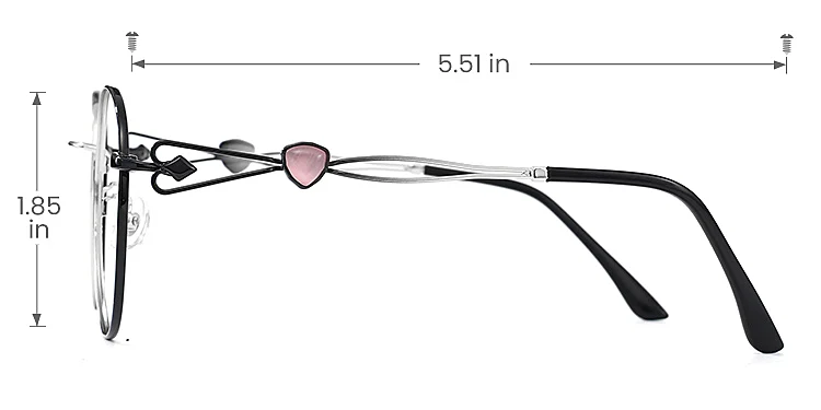 Dana black silver   Metal  Eyeglasses, size view