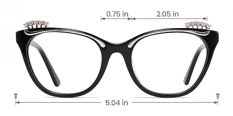 Joleen black   Acetate  Eyeglasses, size view