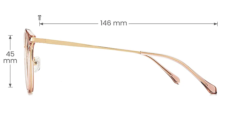 Mona pink   Plastic  Eyeglasses, size view