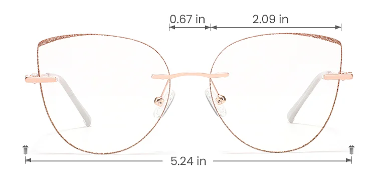 Glamour rose gold   Metal  Eyeglasses, size view
