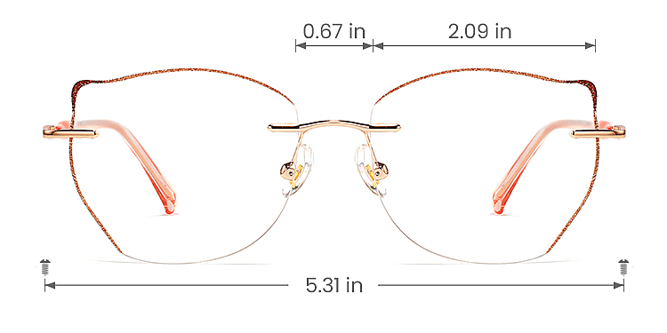 Cat rose gold   Metal  Eyeglasses, size view