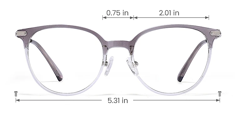 Koy grey clear   Plastic  Eyeglasses, size view