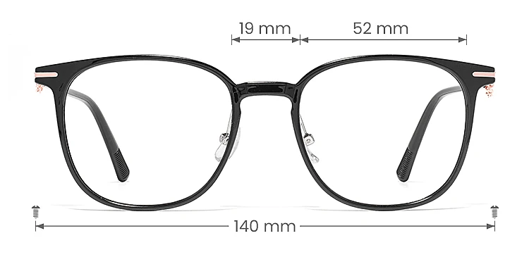 Rena black   Plastic  Eyeglasses, size view