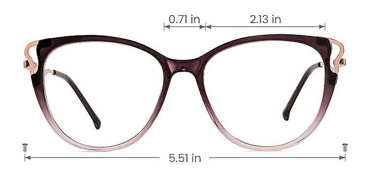 Trista purple pink   TR90  Eyeglasses, size view