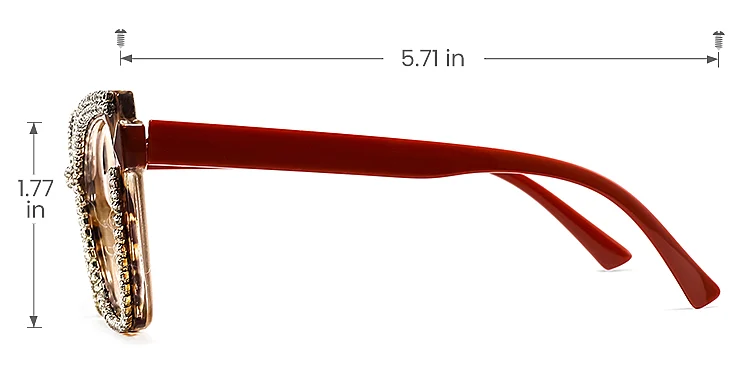 Seraphina red   Plastic  Eyeglasses, size view