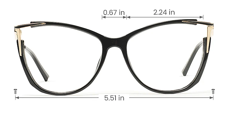 Louisa black   Plastic  Eyeglasses, size view