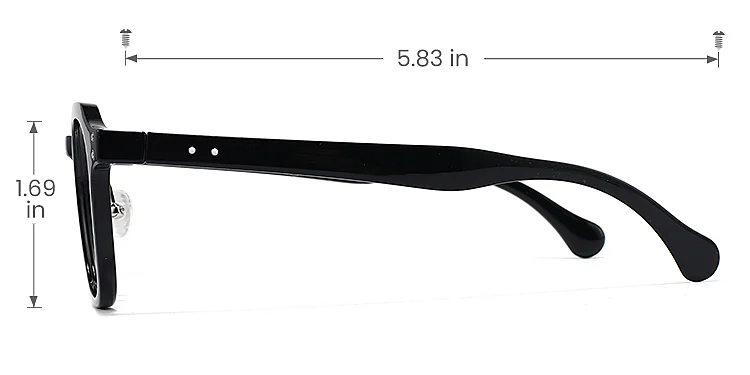 Rowan black   Plastic  Eyeglasses, size view