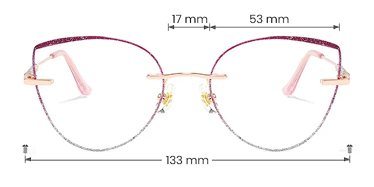 Glamour purple silver   Metal  Eyeglasses, size view