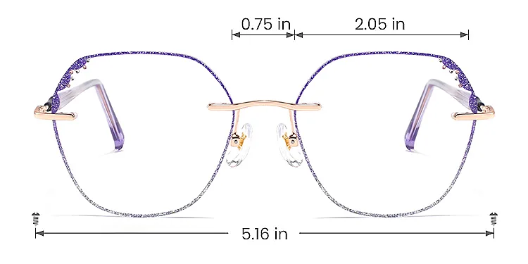 Laec purple silver   Metal  Eyeglasses, size view