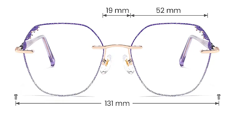 Laec purple silver   Metal  Eyeglasses, size view