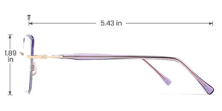 Glamour purple silver   Metal  Eyeglasses, size view