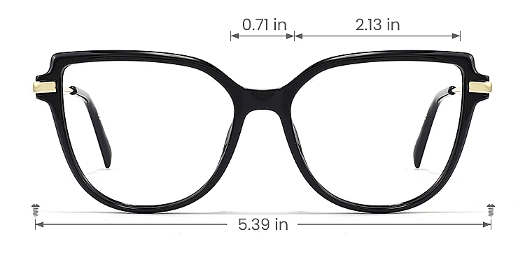 Luxury black   Plastic  Eyeglasses, size view
