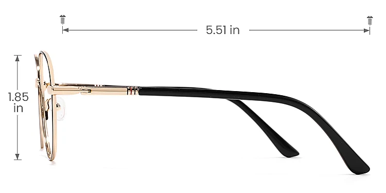Muriel black gold   Metal  Eyeglasses, size view