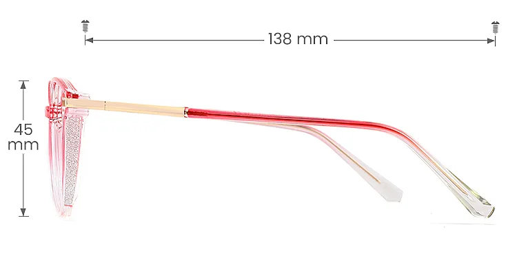 Darleen pink clear   Plastic  Eyeglasses, size view