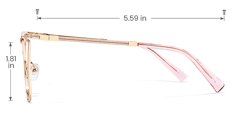 Dafne pink   Metal  Eyeglasses, size view