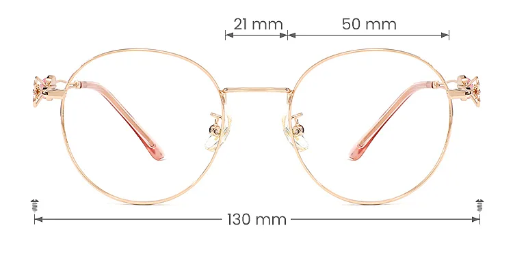 Dana rose gold   Metal  Eyeglasses, size view